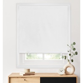 LazBlinds 100% Blackout Roller Shades, No Tools No Drill Cordless Blinds for Windows, Thermal Insulated UV Protection Privacy Window Shades for Bedroom (36''W x 72''H, White)