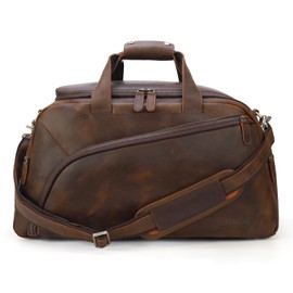 TIDING Full Grain Leather Duffel Bag for Men, 35L Weekender Overnight Gym Bag Carry On Travel Duffle Bag
