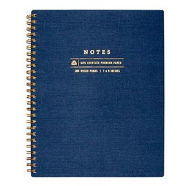 Lined Spiral Notes Journal Lined 7" x 9" Hardcover / 160 sheets (NAVY)
