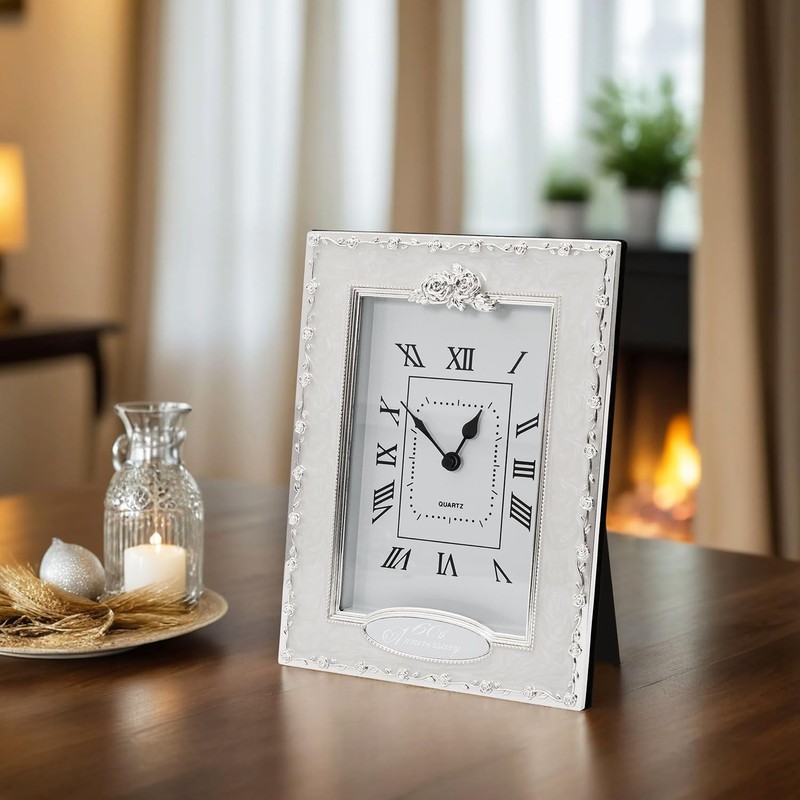 Happy Homewares Traditional 60th Anniversary Clock in White Epoxy with