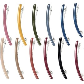 French Barrette Hair Clips, 12Pcs French Hair Barrette Clip for Women Girls, French Hair Clips Oval French Barrette Flat Claw Clips,Women Flat Against Head Hair Styling Clip,Flat Matte French Barrette