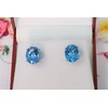 KOKAV 925 Sterling Silver Genuine Blue Topaz Studs Earrings, 12x10mm