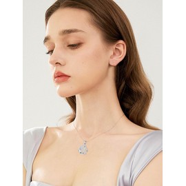 ZBA Natural Diamond Compass Necklace for Women 925 Sterling Silver Moon Compass Pendant Jewelry Anniversary Birthday Gifts for Wife Her Girlfriend