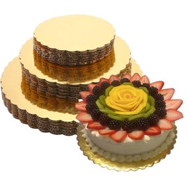 30pcs Cake Boards Golden Round Sturdy Cake Circles Scallop Edge Cakeboard Disposable Cake Base Cardboard for Baking Cake Wedding Birthday Cake Decorating (Gold 8inch/10inch/12inch, 30pcs)