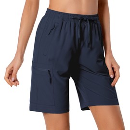 Pantalones Cortos de Senderismo Ligeros para Mujer, Pantalones Cortos Deportivos de Secado rápido, para Camping, Viajes, Golf, con Bolsillos con Cierre, Resistentes al Agua