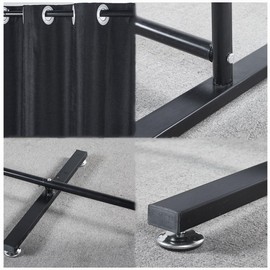 Portable Room Divider Panel, Folding Freestanding Room Partition Wall, Home Vertical Curtain Divider Stand Ceiling Self Stand, Space Privacy Screen for Office, Black