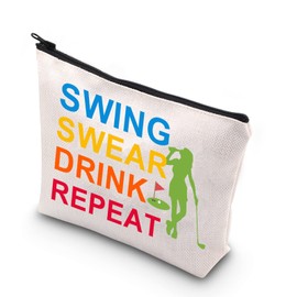BDPWSS Golf Makeup Bags for Women Golfer Golf Player Gift Swing Swear Drink Repeat Funny Golf Lover Cosmetic Bag Golfing Gift (Swing Swear Repeat CA)