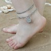 2PCS Silver Initial Ankle Bracelets for Women Dainty Double Layered