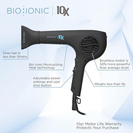 Bio Ionic 10x Pro Ultra Light Speed Dryer - Black Hair Dryer 1 Pc