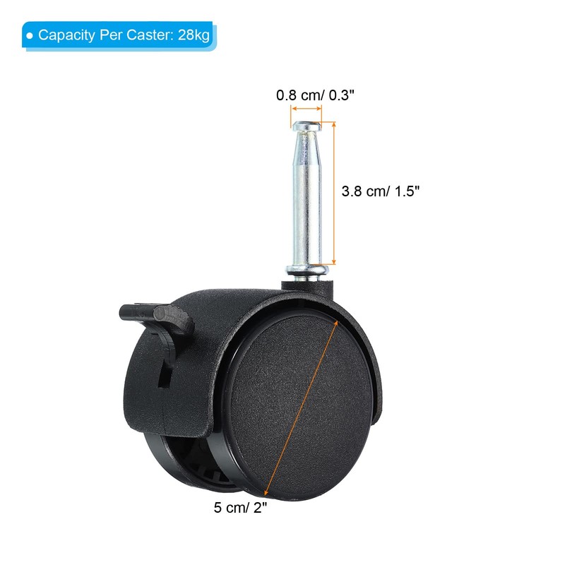 PATIKIL 2 Inch Swivel Stem Casters, 6 Pack Nylon 360
