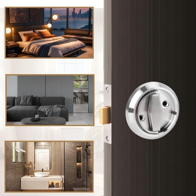 Security Door Lock, Sliding Pocket Door Bathroom Privacy Lock Set