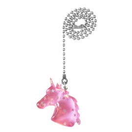 Pink Unicorn fan or light pull with embedded silver stars handmade by Mossy Cabin with 12" chain and clasp