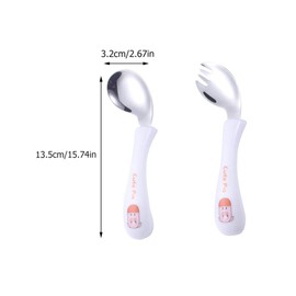 STOBOK 1 Set Toddler Practicing Tableware Baby Spoons Forks Utensils Set Stainless Steel Cutlery Self Feeding Flatware Set for Baby (White)