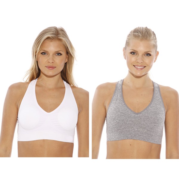 SB20027-4-M Just Intimates Racerback Sports Bra (Pack of 2) Heather