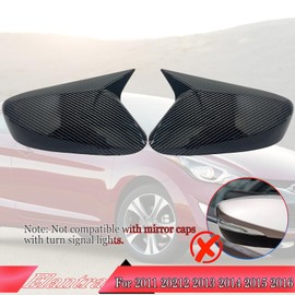 Rear View Mirror Cover, for Hyundai Elantra 2011 2012 2013 2014 2015 2016 - Carbon Fiber Turn Signal Housing Cover Accessories(Without Turn Signal Cutout)