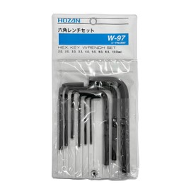 Hozan W-97 9-Piece Hex Wrench Set with Ring