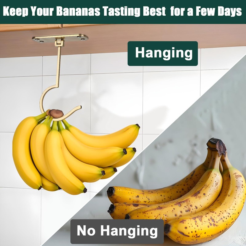 CAPHONT 2 Pack Foldable Metal Banana Hook Under Cabinet -