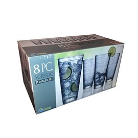 Eight Piece Smokey Grey Acrylic Tumbler Set - 24 oz.
