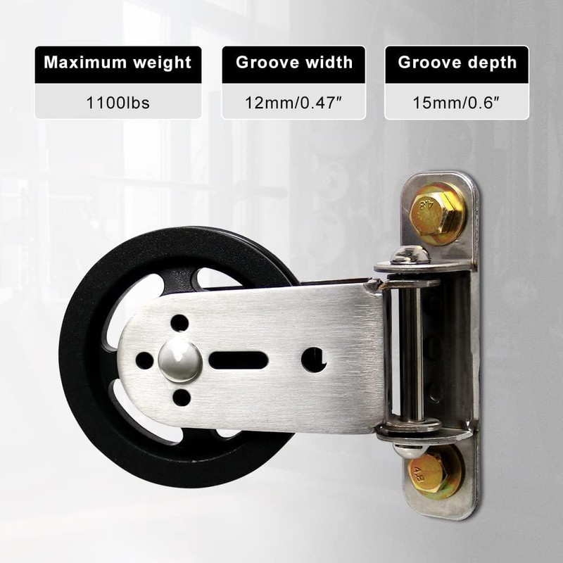 CNQLIS Gym Pulley Blocks,3.46in/90mm Wall Mount Fixed Pulley Wheel Rotation