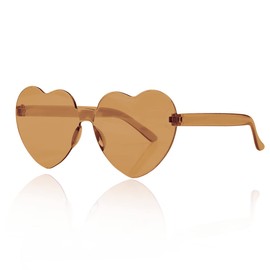 Jagowa Heart Shape Sunglasses, Multicolor Rimless Heart-shaped One Piece Glasses