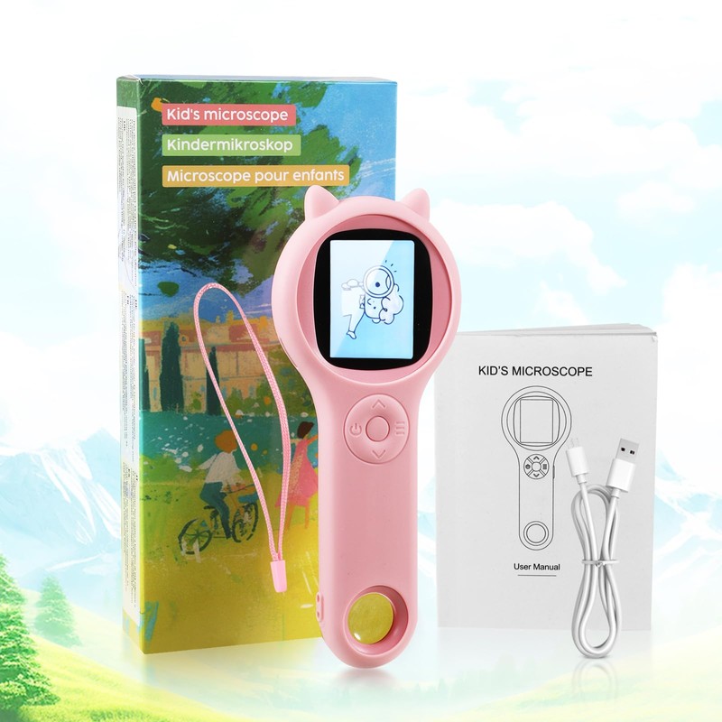 Microscope for Kids, Portable Digital Pocket Mini Microscope, Pink Handheld