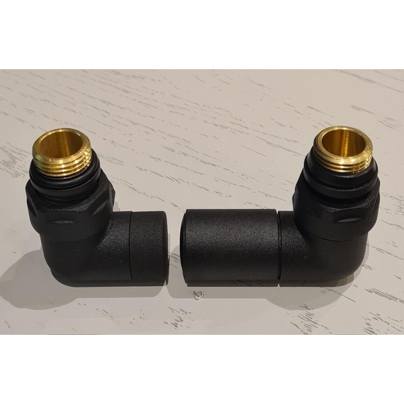 Team Controls Designer Matt Black Corner Angled Radiator Valves 15mm