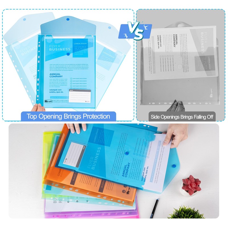 Agoer Pack of 20 A4 Document Wallets Filing, 7 Colours