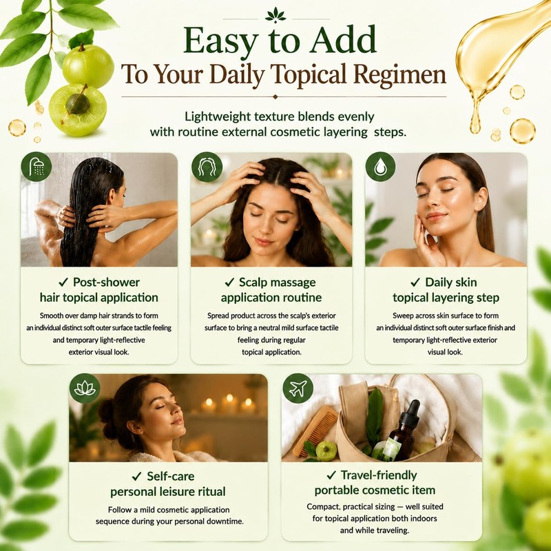 Amla Fruit Oil, Plant‑Derived Multi‑Purpose Nourishing Beauty Oil, Lightweight &