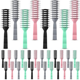 Honeydak 24 Pieces Vent Hair Brush for Men Women for Hair Blow Drying Curved with Ball Tipped Bristles for Wet Short Curly Straight Quickly(Black,Pink,Grey,Blue)