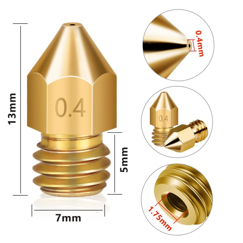 Yoholda 12PCS 3D Printer Nozzle, 0.4mm Brass Nozzles, High Temperature