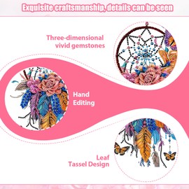 OUZHOU Hanging Diamond Art Kits, DIY Diamond Painting Kit Dream Catcher Diamond Art for Adults and Kids, Acrylic Board Gem Painting Ornament Crafts for Home and Garden Decor