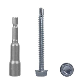 Pack of 100 DIN 7504 K Galvanised Steel 4.8 x 50 mm Screws Self-Drilling Tapping Screw Hex Washer Self-Tapping (100, 4.8 x 50 mm)