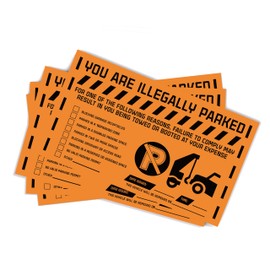 100 MESS Parking Violation Stickers Hard to Remove - No Parking Stickers - Bad Parking Stickers - Super Sticky Warning Stickers for Towing Parked Cars 8x5 in (Orange Multi-Reason, 100)