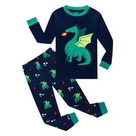 Dragon Little Boys Long Sleeve Pajamas Sets 100% Cotton Pyjamas Toddler Kids Pjs Size 4T Blue