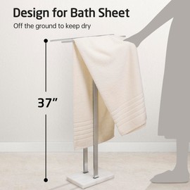 KES Standing Towel Rack Taller Version, 37" H (Equal Height) Bathroom Towel Rack Stand with Marble Base, Free Standing Towel Holder Stand, SUS304 Stainless Steel Brushed Finish, BTH229-2