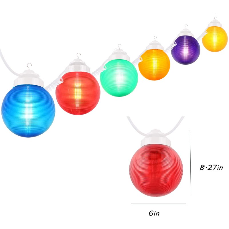Encoidoz 27.5FT Outdoor Globe Patio String Lights - 6pcs Colored