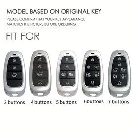 ontto Car Key Fob Cover Keyring fit for Hyundai Santa Fe Tucson 2022 Nexo NX4 Atos Solaris Prime 2021 Smart Key Case Shell Leather Key Holder Bag Keyring Keychain Accessories 3 Buttons Brown