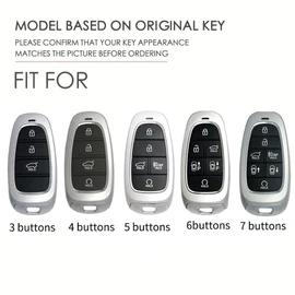 ontto Car Key Fob Cover Keyring fit for Hyundai Santa Fe Tucson 2022 Nexo NX4 Atos Solaris Prime 2021 Smart Key Case Shell Leather Key Holder Bag Keyring Keychain Accessories 3 Buttons Brown