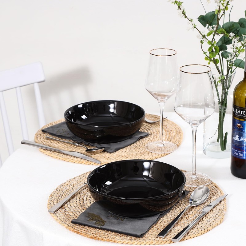 Selamica Ceramic Pasta Bowls Set of 4, Large Salad Bowl,