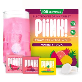 Plink Plink! Fizzy Electrolyte Drink Tablets for Daily Hydration - 108ct Electrolyte Tablets + Sodium, Potassium, Magnesium, Low-Calorie, Low-Sugar Keto Electrolytes Powder Hydration Packets Water Flavoring