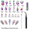  2680pcs 3D Rhinestone Nail Parts, Acrylic Crystal AB, Polyform