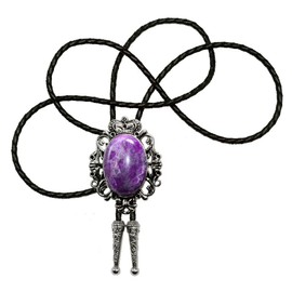 GURANSE Natural Tiger Eyes Stone Bolo tie With Art Flower Wreath Cowboy Western Style Necktie