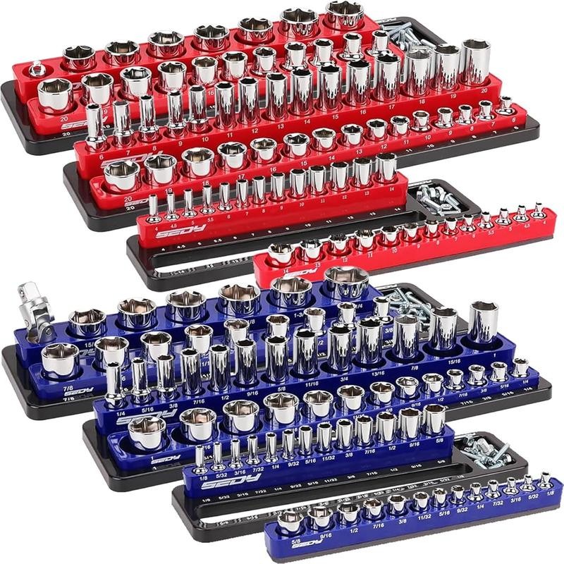Magnetic Socket Holder Organizer Set: Detachable Drive Sockets Storage Tray,