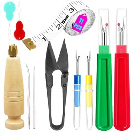 HORNYPOOT Seam Rippers for Sewing,4 Pack Stitch Remover Tools, Thread Ripper Embroidery Removal Tool, Needle Threaders, Tape Measure, Tailors Awl and Thread Snips (Multi-11 Pcs)
