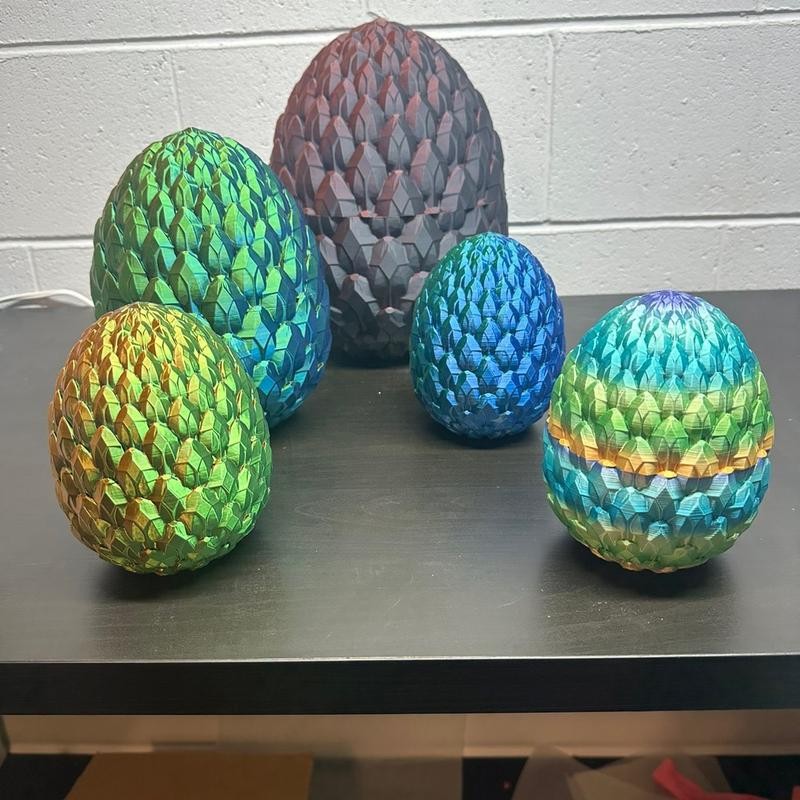 3D Printed Articulated Dragon Scale Eggs - Size: XXL Rainbow