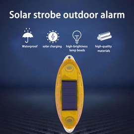 QXMH Solar Strobe Warning Light,Small Solar Safety Warning Light 360 Degree & Outdoor Waterproof,Traffic Pavement Bright LED Lights for Construction Site,Traffic,Dock,Marine,Stop Sign (Yelloe 1 Pack)