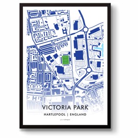 GroundDesigns HARTLEPOOL UNITED FC Football Gift VICTORIA PARK Stadium Art Map Unframed A3 Print HUFC