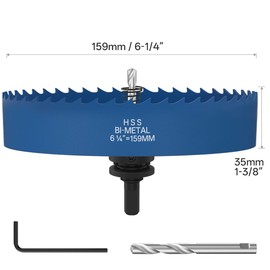 ANDELI 6-1/4'' Bi-Metal Hole Saw with Center Drill, to be Assembled, high Opening Efficiency for Wood, Corn Hole Boards, Plastic, plasterboard and Thin Sheet Metal Openings