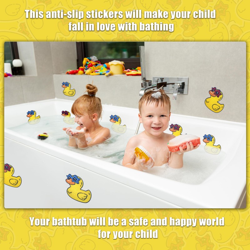 WIBUE Non Slip Bathtub Stickers, 12 PCS Duck Large Adhesive