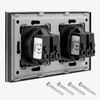 Navaris Aluminium Schuko Socket Double – with Mounting Material –